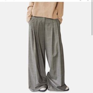 TWP Light Heather Gray Wool New Didi Plaid Pants Size 4